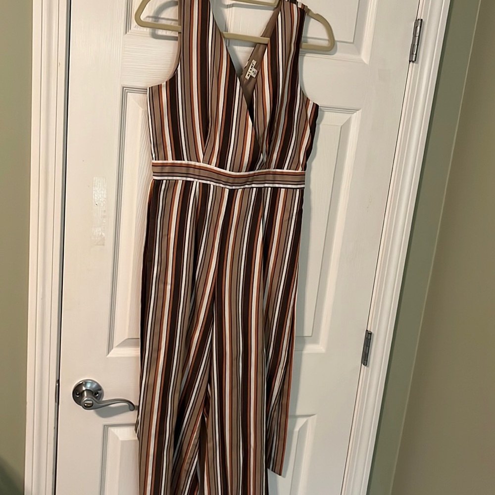 Brown Striped Jumpsuit